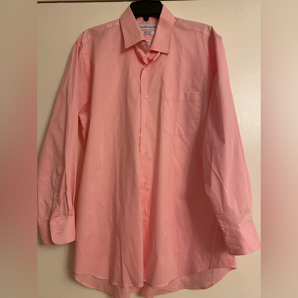 Men’s Pink Long Sleeve Button Down Shirt Size Large
